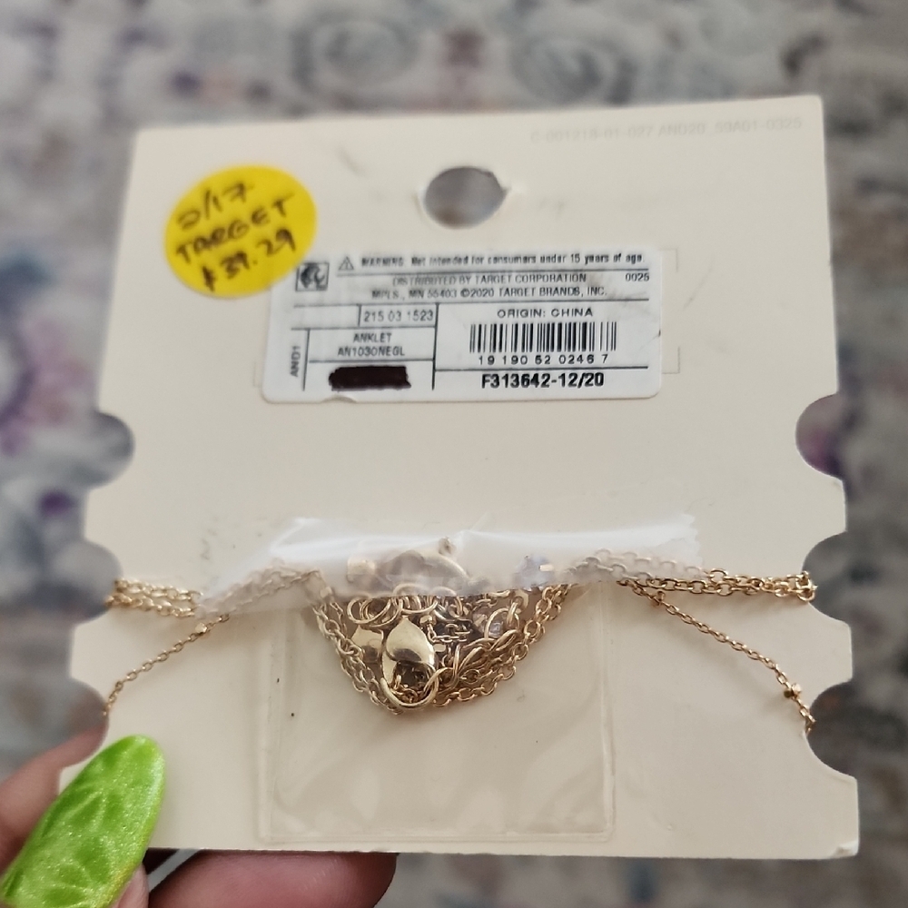 A Wew Day Gold-Tone White Beaded Layered Ankle Bracelet Set NWT - Picture 4 of 5